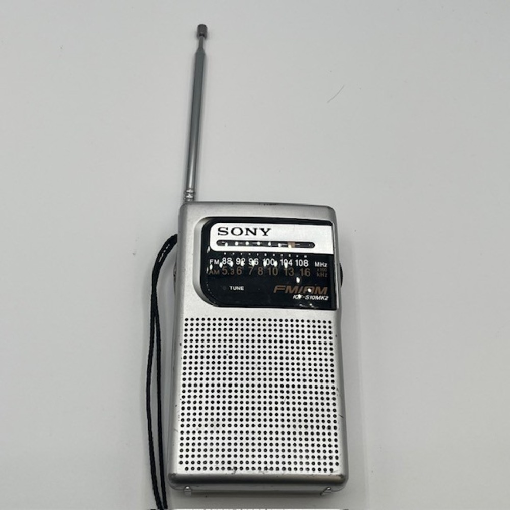 Sony ICF-S10MK2 AM FM Pocket Radio Silver Handheld Portable Transistor Works